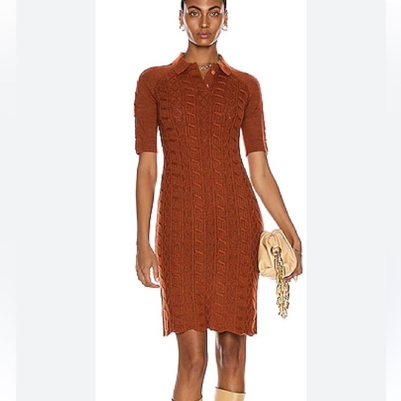 Victor Glemaud Rust Cable Knit Short Sleeve Polo Dress Size Small - Picture 1 of 12